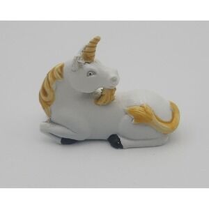Vintage small cast‎ metal painted UNICORN figurine
